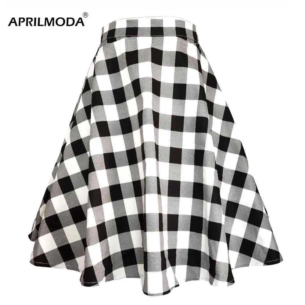 

50s Women Midi Skirt vintage plaid Preppy Style Students sashes side zipper design pleated casual streetwear retro ladies skirts