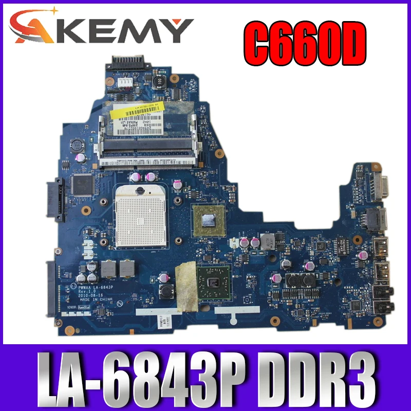 AKEMY K000111550 для TOSHIBA Satellite C660D Материнская плата ноутбука LA-6843P DDR3 ноутбук