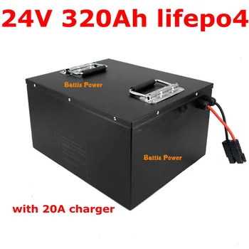 

Waterproof 24V 320AH lifepo4 lithium Battery no 300AH BMS 8S for Inverter Solar RV EV AGV UPS motor bike golf cart + 20A Charger