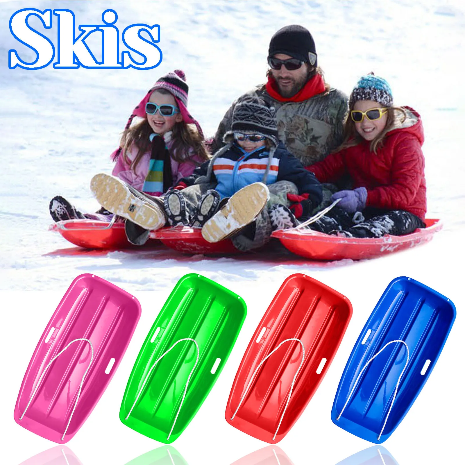 Snow Sled Board Downhill Sled Winter Outdoor,Plastic Cold Resistant Skiing Boards Snow Grass Sand Board Ski Pad for Kids & Adult