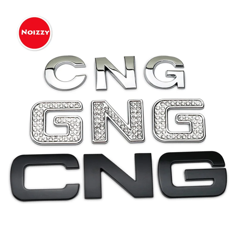 

Noizzy CNG Gas Logo Car 3D Metal Letter Emblem Chrome Crystal Badge Black Gold Sticker Tailgate Boot Silver Trim Trunk Tuning