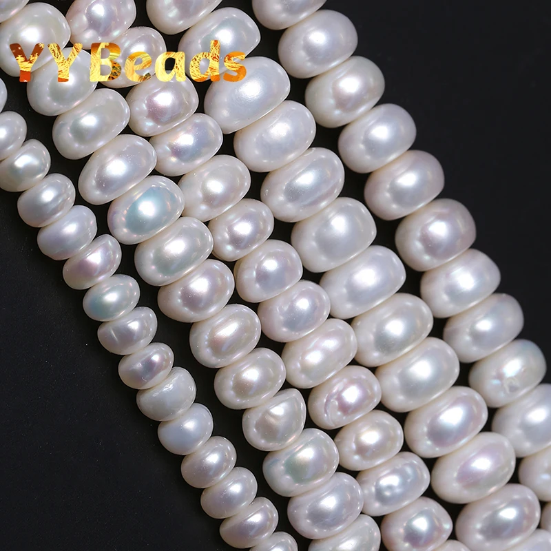 

Natural Pearls Beads Freshwater White Button-shaped Cultured Loose Beads for Jewelry Making DIY Bracelets Necklaces Accessories