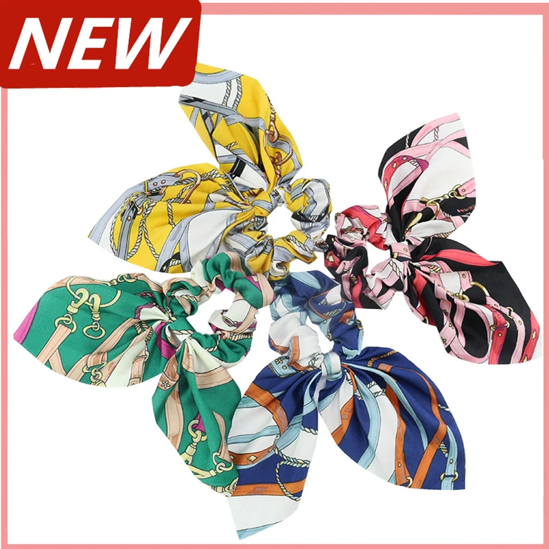 

2020New Girls Ponytail Scrunchies Headband Pearl Bow Knot Hair Ties Elastic Chiffon Hair Bands For Women Girls Hair Accessories