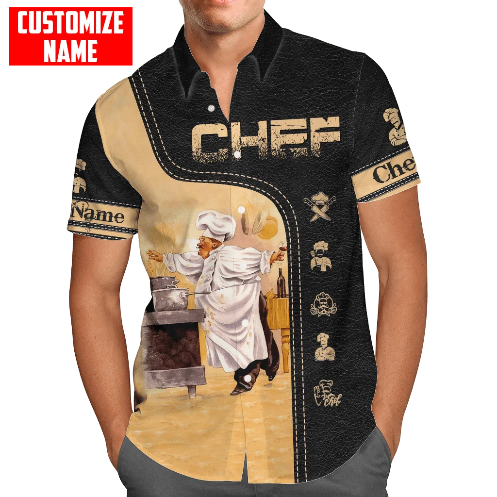 2022 heißer Verkauf Sommer Hawaii Kurzarm Shirts Benutzerdefinierte Name Meister Chef 3D Gedruckt Hawaiian Shirt Herren Casual Strand Hemd XW-02 – Detail 9