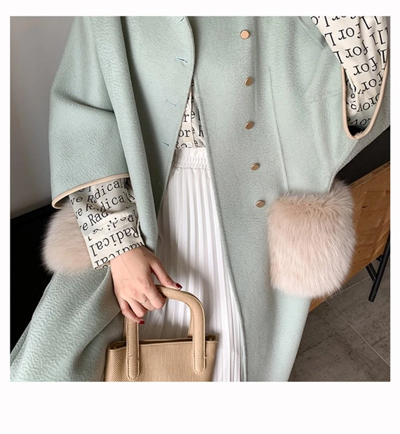 Женское длинное кашемировое пальто, свободное модное одноцветное офисное меховое пальто с карманами и куртка, осенне-Весенняя женская шерстяная куртка