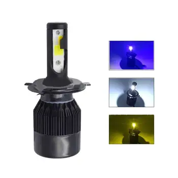 

3 Colours White Yellow Blue with flash in One Lamp LED Headlight H1 H7 H8 H4 H3 COB Three Colors Change Front Fog Lamp