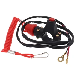 Universal Motorcycle Engine Kill Switch with Safety Tether Lanyard (Black)