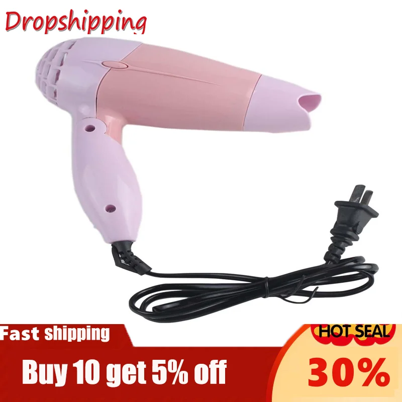 220V Folding Mini Hair Dryer with Nozzle Adjustable Airflow Fast Drying Low Noise Portable Travel Household US Plug | Дом и сад