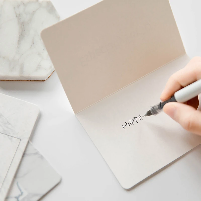 1pc DIY creative Marble texture fashion Bronzing greeting card envelope invitation Wedding thanks birthday card gift supply