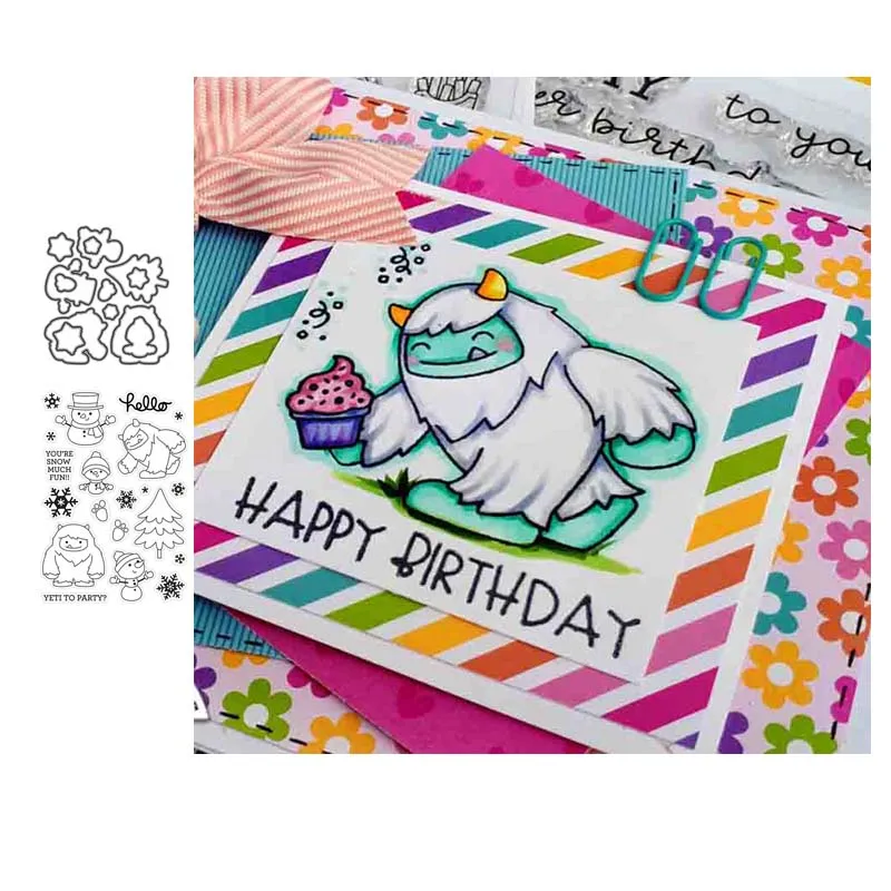 

Rubber Stamps and Metal Cutting Dies Snowman Bear Tree for Scrapbooking Craft Stencil Card Make Album Sheet Decoration Template