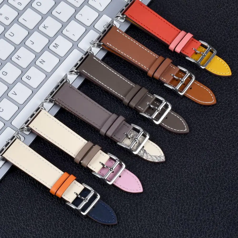 Ремешок-Петля из натуральной коровьей кожи для Apple Watch 5, 4, 42 мм, 38, 44, 40 мм, ремешок для iWatch 5, 4, 3, 2, 1