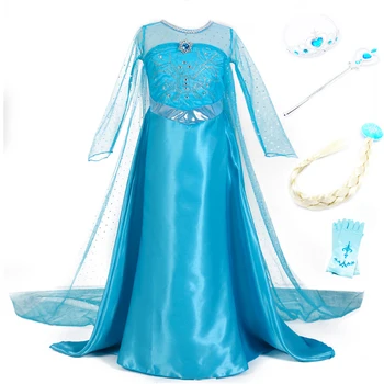 

Girls Princess Anna Elsa Dress Costumes Snow Queen Cosplay Dresses Clothes Children Halloween Christmas Party Dress Vestidos