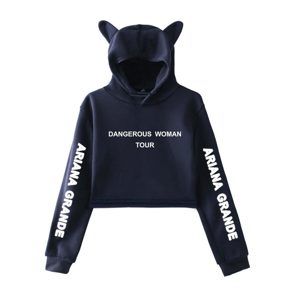 Ariana Grande Dangerous Woman укороченные топы для девушек Kawaii с капюшоном для женщин Harajuku хип хоп толстовки с принтом плюс размер
