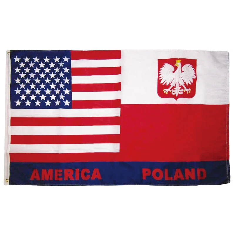 

USA Poland Polska Polish American SuperPoly Flag banner150X90CM 100D Polyester brass grommets custom flag, Free Shipping