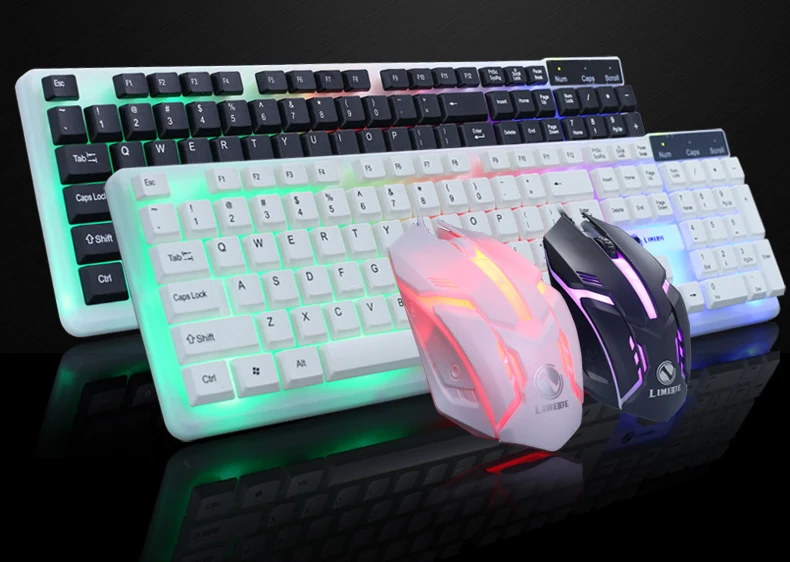 Mechanical Feel Keyboard Gaming Wired Mouse Sets 104 Button Illuminate Keyboard With Backlight PC Key board LED Keybord Mause