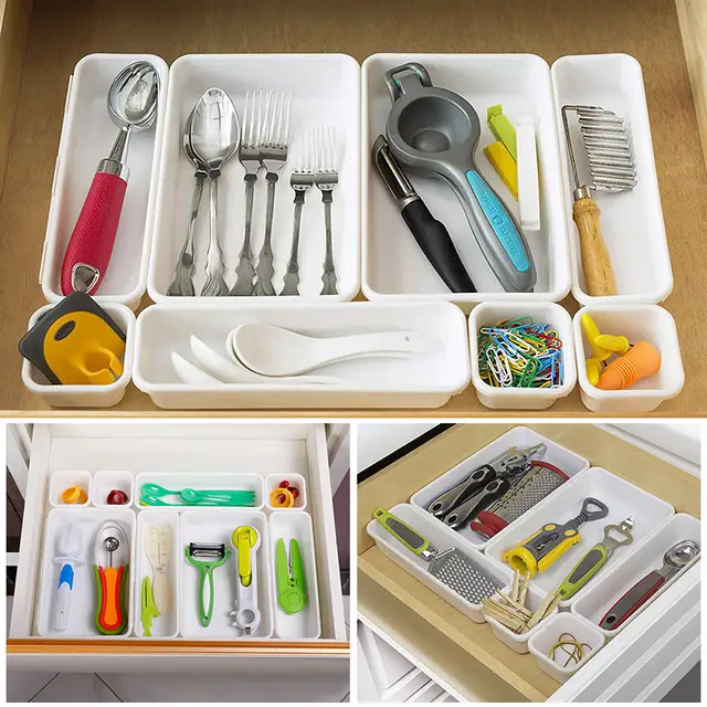 Tray Dividers 8 Shallow Drawer Organizers Storage Interlocking
