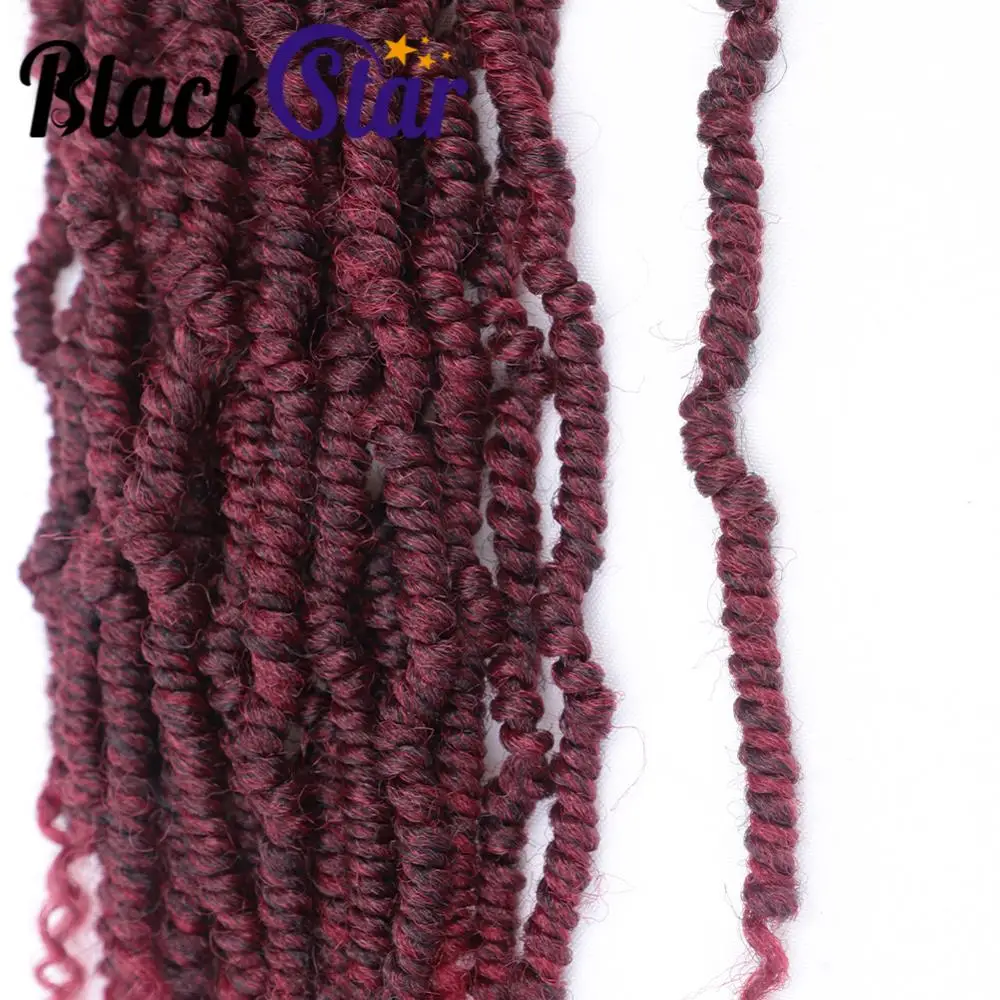 Black Star Bomb Twist Crochet Hair 14Inch 24 Strands/Pack Braiding Hair Passion Spring Twists Synthetic Crotchet Hair Extensions women s belt black pu leather gold fried dough twists buckle belt punk style jeans with student belt with suit waist seal