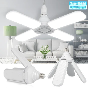 

E27 LED Ceiling Light Foldable Fan Blade LED Ceiling Lights No Flicker 60W 220V 360 Degrees Angle Adjustable Ceiling Lamp