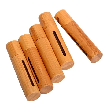 

5ml/10ml Natural Bamboo Refillable Empty Essential Oil Makeup Roll On Bottle Travel Portable Container