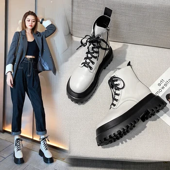 

Martin boots female white wild thick-soled short boots spring and autumn single boots 2020 new boots female ins tide