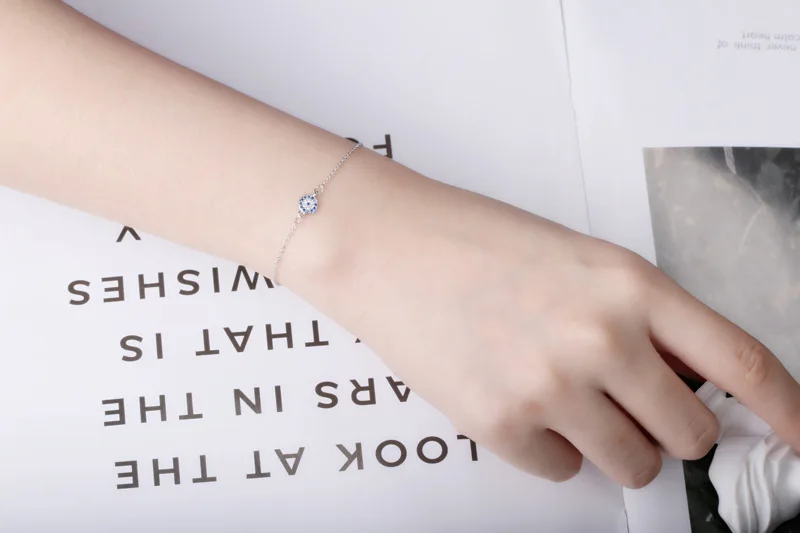 Крошечный Мода кубического циркония браслет evil eye Роскошный кулон классический синий браслет с камнями циркона для Для женщин, ювелирные изделия для девушек