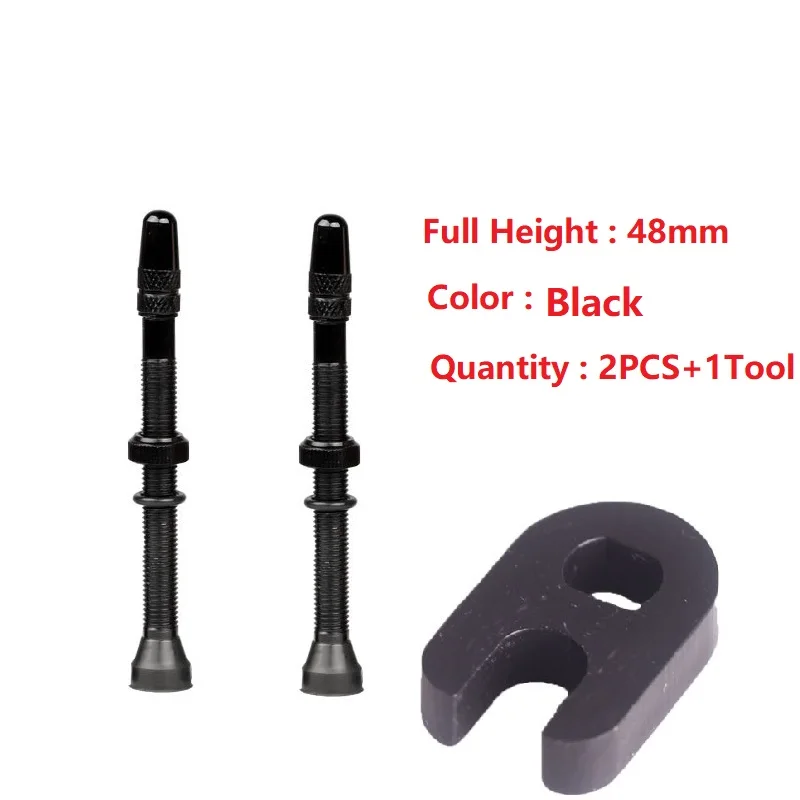 48mm Black 1 Pair 1 пара 48 мм 60 мм велосипед Presta клапан для дороги MTB велосипед бескамерные шины латунный сердечник сплава стволовых бескамерный герметик совместимая часть - Цвет: 48mm Black 1 Pair