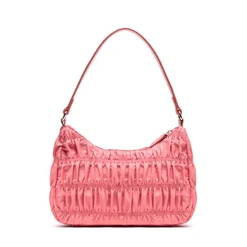 

2020 new women's bag Luxury Design Nylon Baguette Single Ruched Fashion Shoulder Bags purses and handbags sublimation blanks