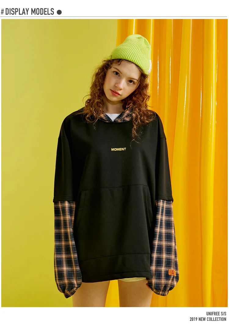 UNIFREE Autumn Clothes New Recreational Colour Matching Fashion Loose Hat Guard U194A004GG