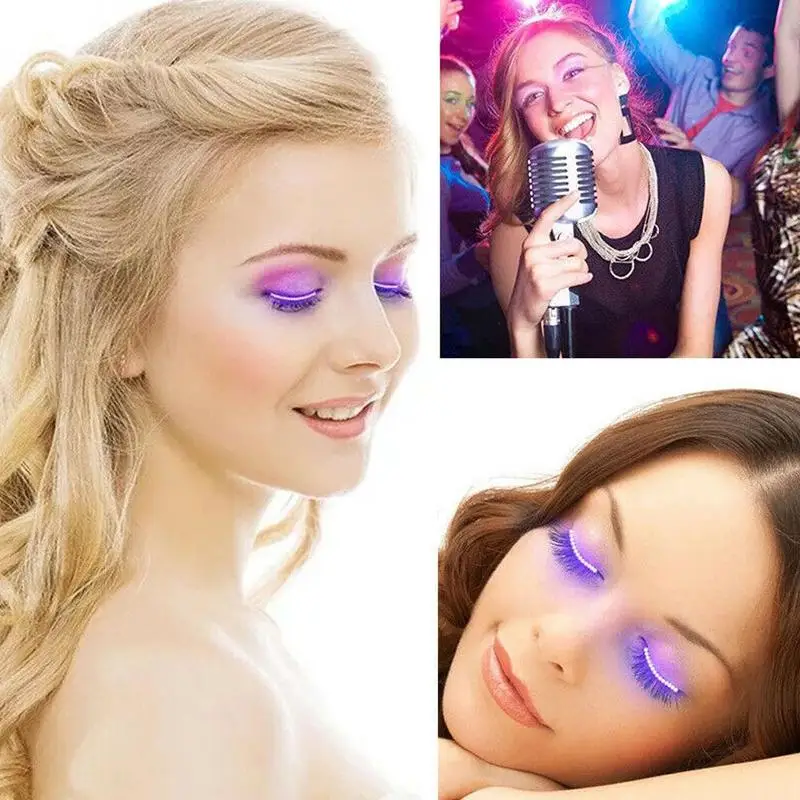 

LED Light False Eye Lashes Luminous Shining Eyelash for Party Bar Makeup Eye Lash Eyelid False Eyelashes Unisex Luminous Eyelash