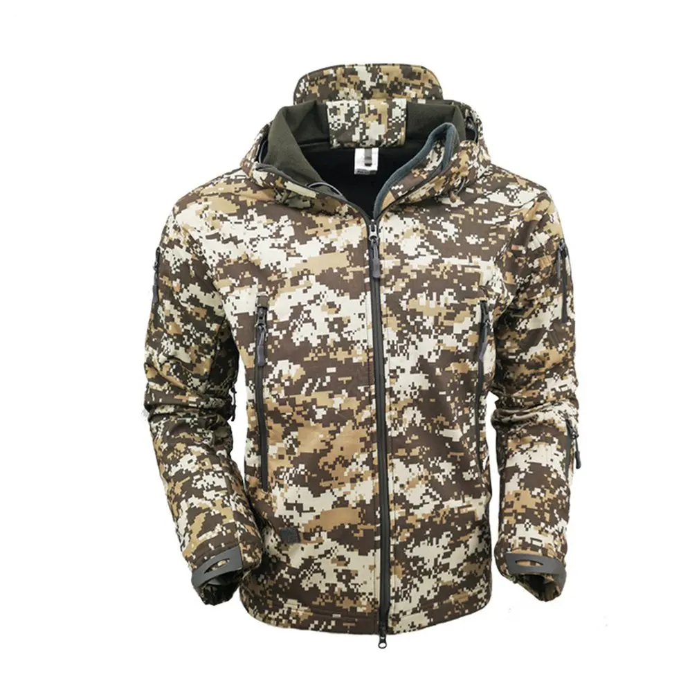 Уличная камуфляжная куртка мужская куртка из кожи акулы мягкая оболочка осень и зима плюс бархатная теплая куртка - Цвет: 4XL