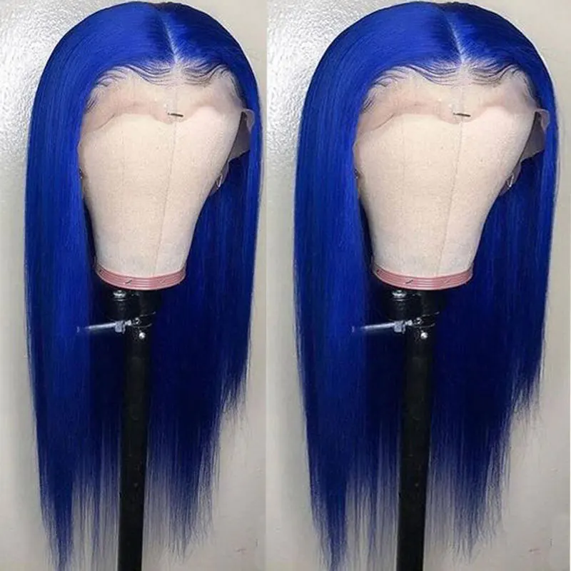 Bombshell синие прямые волосы синтетический парик фронта шнурка натуральные волосы линии термостойкие волокна Волосы средний пробор для женщин парики