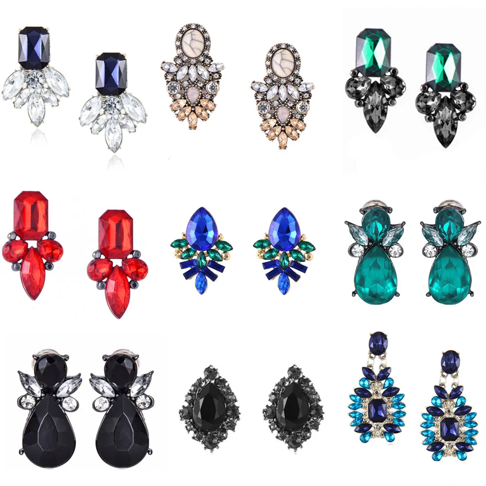 Классические ювелирные изделия, большие хрустальные серьги-гвоздики, женские винтажные серьги в виде цветка, ошеломленные индийские ювелирные изделия, подарки на свадьбу и вечеринку