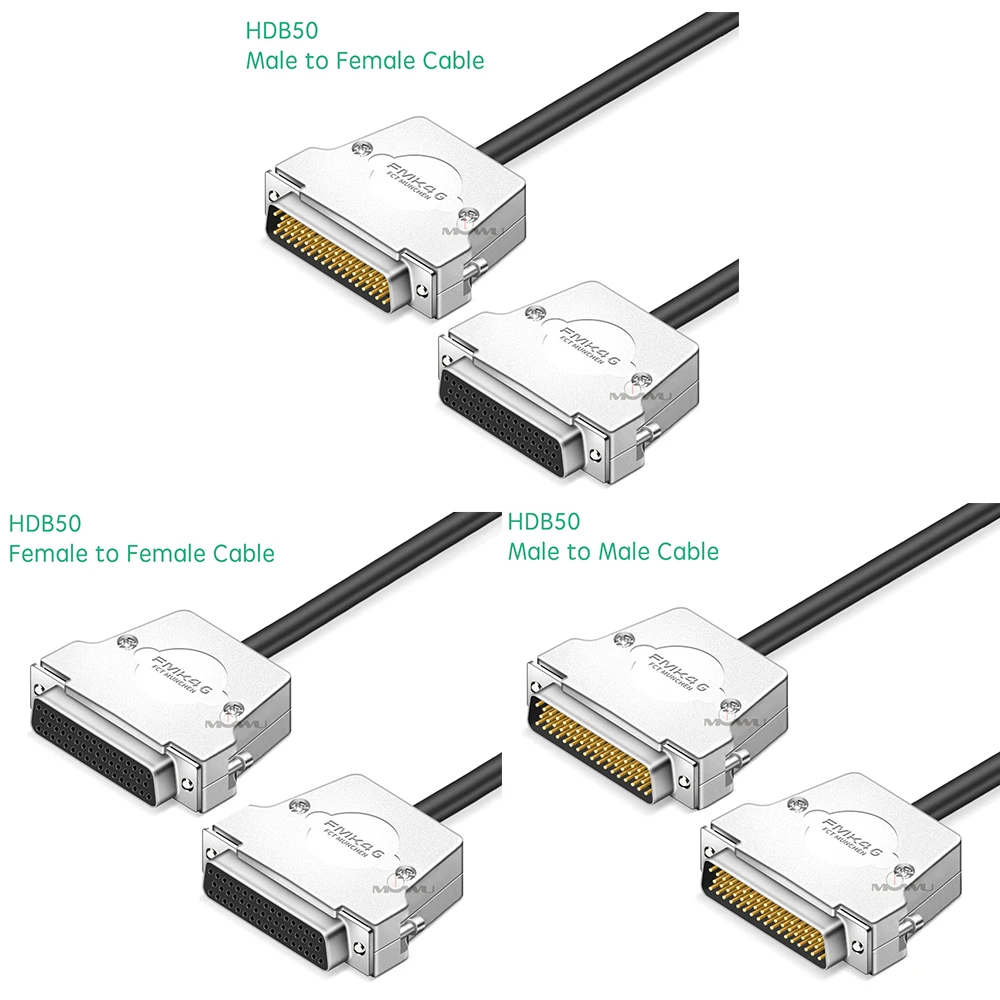 ShineBear HDB50 Cable HDB 50 Pin to HDB 50p M//F M//M F//F Data Transfer Cable Three Rows Iron Shell 28AWG Professional Customize Length Cable Length: 10m, Color: Female to Female