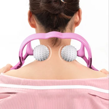 

Neck Massager Therapy Neck and Shoulder Dual Trigger Point Roller Self-Massage Tool Relieve Hand Pressure Deep Massage