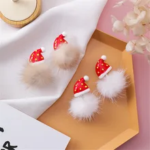 Женские корейские сережки-шпильки Рождественская красная шляпа шарик для волос милые осень зима Модные ювелирные изделия аксессуары Wholesale-MS-W3