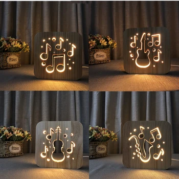 

Led Wood Night Light Novelty Gift For Children Boy Girlfriend Bedside Table Lamp Bedroom Decor Usb Plug In Sculpture Night Lamp