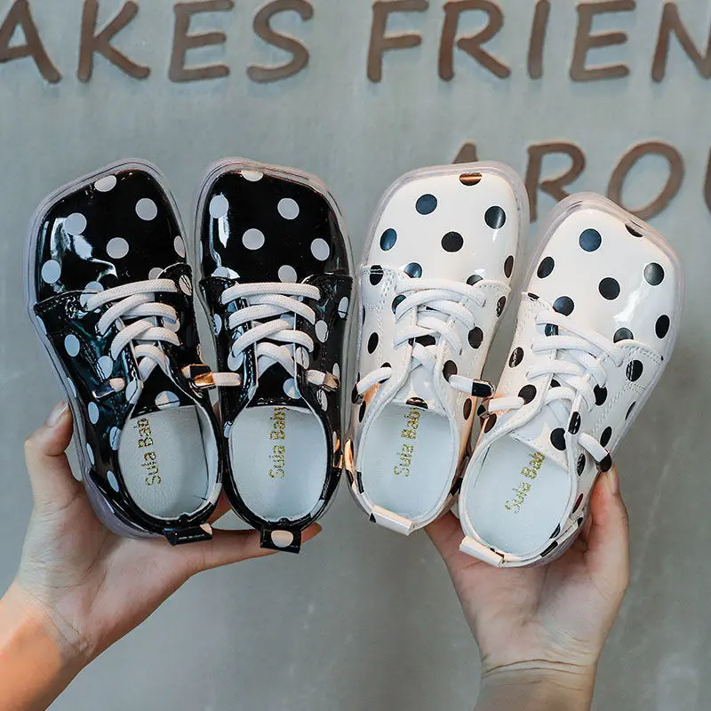 

Rain Sneakers Polka Dot Kids Casual Flat Shoes Boys Girls Designer Waterproof Sneakers Square Toe Transparent Bottom Shoes
