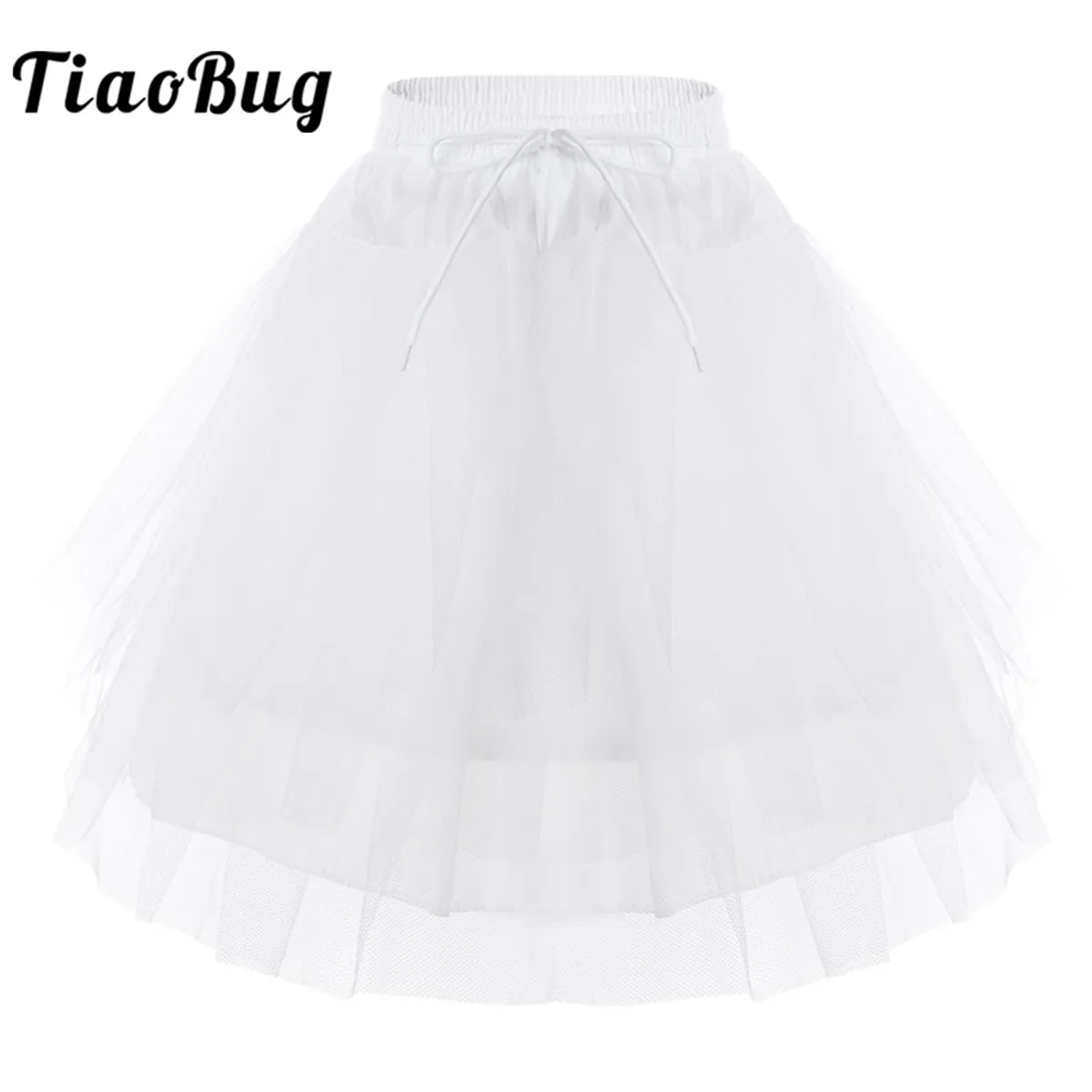 

Flower Girl Petticoat White Skirt Elastic 3 Layers A-line Wedding Underskirt Crinoline Slip Birthday Girl's Petticoat No Hoop