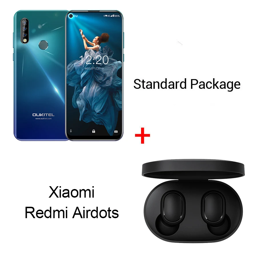 Gradient N Rm Airdot OUKITEL C17 Pro 6,35 ''Android 9,0 19:9 MT6763 4 Гб 64 Гб Смартфон Face ID Octa Core 3900 мАч Тройная камера 4G мобильный телефон - Цвет: Gradient N Rm Airdot
