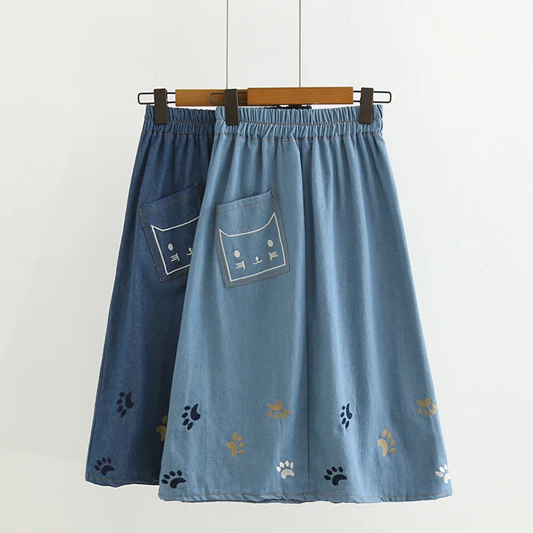 

Japanese-style Mori Girl Line 2019 New Style Autumn Denim Skirt College Style Denim Skirt Women's Dress 9923
