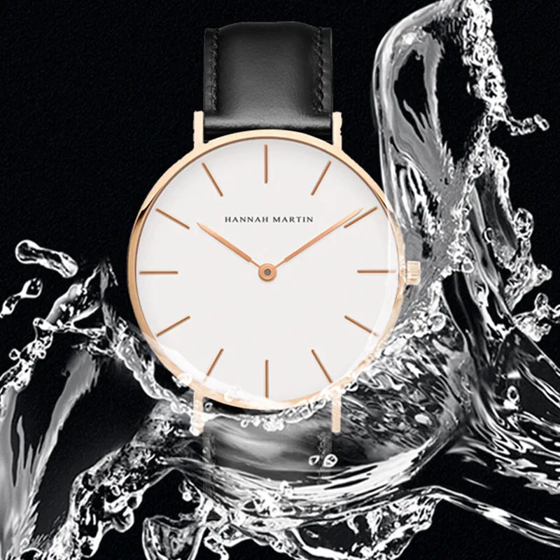 Hannah Martin Brand Fashion  Japan Quartz Wrist Watches Silver Brown Leather Men Watch Waterproof Dress Watch Men Casual