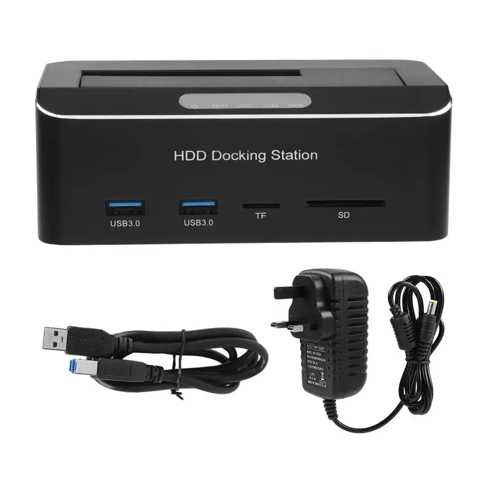 Внешний док-станция для жесткого диска USB3.0 на SATA для 2,5 или 3,5 дюймового жесткого диска с поддержкой карт SDTF - Color: UK plug