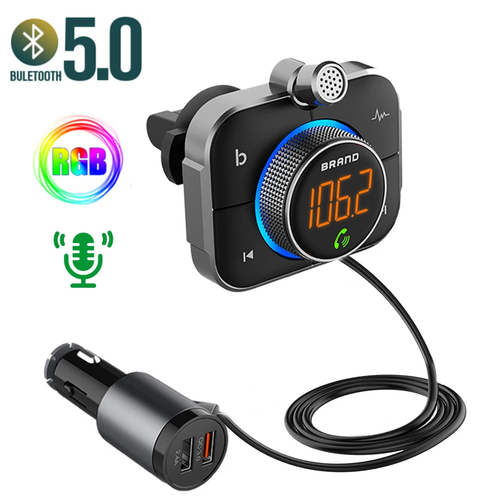 Автомобильный FM-трансмиттер JINSERTA Bluetooth MP3-плеер TF-музыка PD18W QC3.0 быстрое зарядное