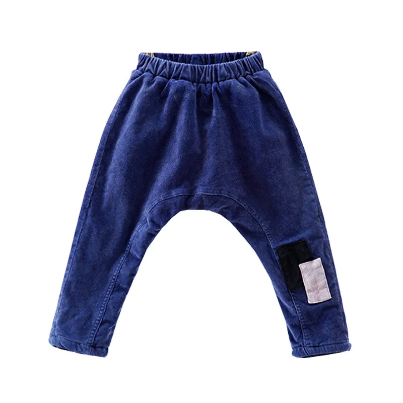 

Autumn And Winter plus Velvet Crawler Winter Style Patch Corduroy Baggy Pants Cotton plus Velvet Thick Harem Pants CHILDREN'S Tr