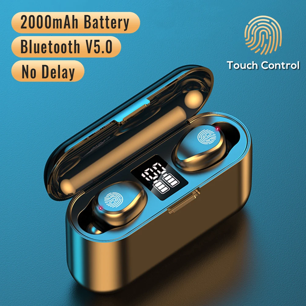 Новые беспроводные наушники F9, Bluetooth 5,0, наушники TWS HIFI, мини наушники в ухо, Спортивная гарнитура для бега, Поддержка iOS/Android телефонов, HD звонки Новые беспроводные наушники F9, Bluetooth 5,0, наушники TWS HIFI, мини наушники в ухо, Спортивная гарнитура для бега, Поддержка iOS/Android телефонов, HD звонки