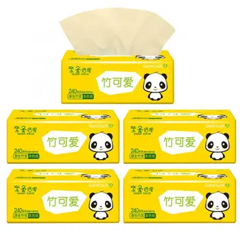

5Packs 4Layers Fold Paper Towels Pumping Facial Tissues Home Toilet Bathroom Bamboo Pulp Napkins Paper Tissue Rolling Paper Gift