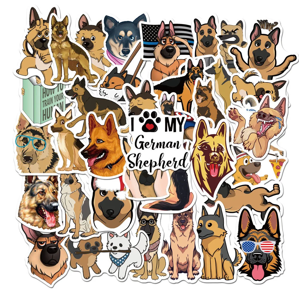 

50PCS German Shepherd Dog Stickers for Scrapbooking Laptop Guitar Skateboard Suitcase Decal Animal Puppy Sticker Sticker