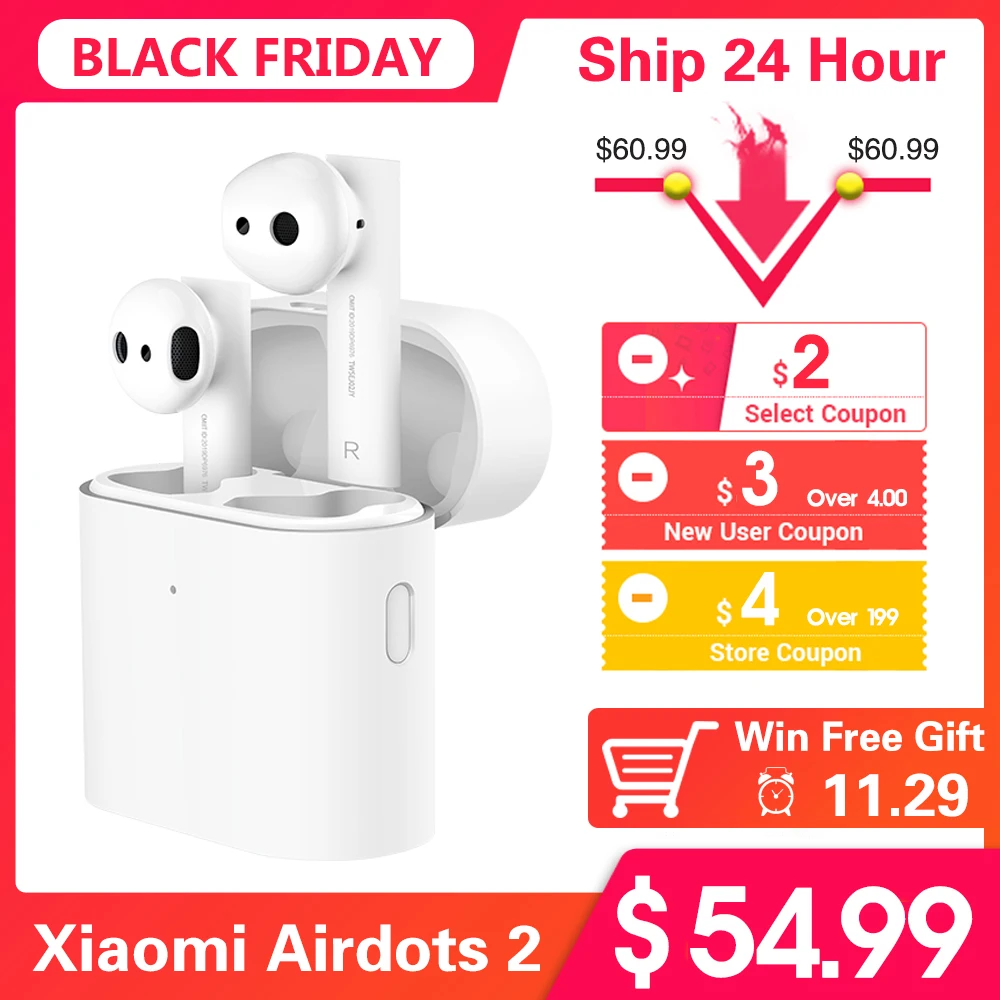 Oringinal Xiao mi Airdots Pro 2 беспроводные наушники TWS True Earbuds LHDC Tap стерео управление Dual C ENC с c