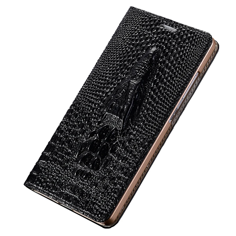 LANGSIDI Flip Card cover for Samsung s21 ultra s20 plus s10 Crocodile Genuine Leather phone case magnetic Note 20 ultra 10 s21
