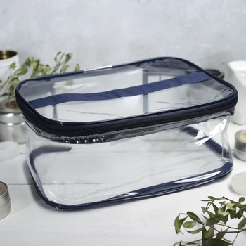 

PVC cosmetic bag, zippered compartment, blue
